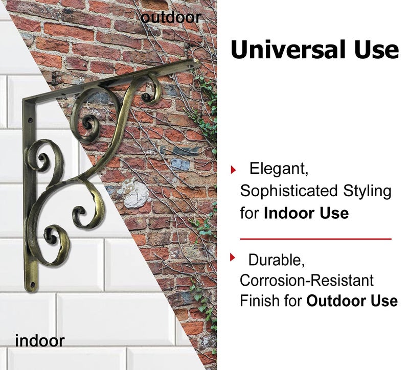 NACH Decorative Shelf Brackets, 1 Pack of 14.5 x 1 x 14.5 inch, Black Cast Iron Shelving Brackets - Metal Shelf Brackets for Wall - Victorian Scroll Shelf Bracket - Image 5